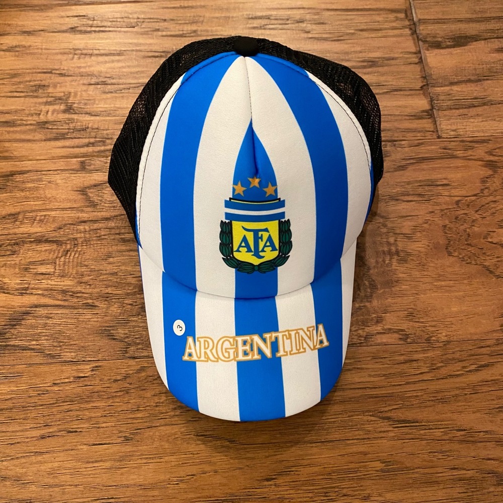 Argentina Soccer Trucker Hat AFA National Team Blue White Striped Snapback Cap
